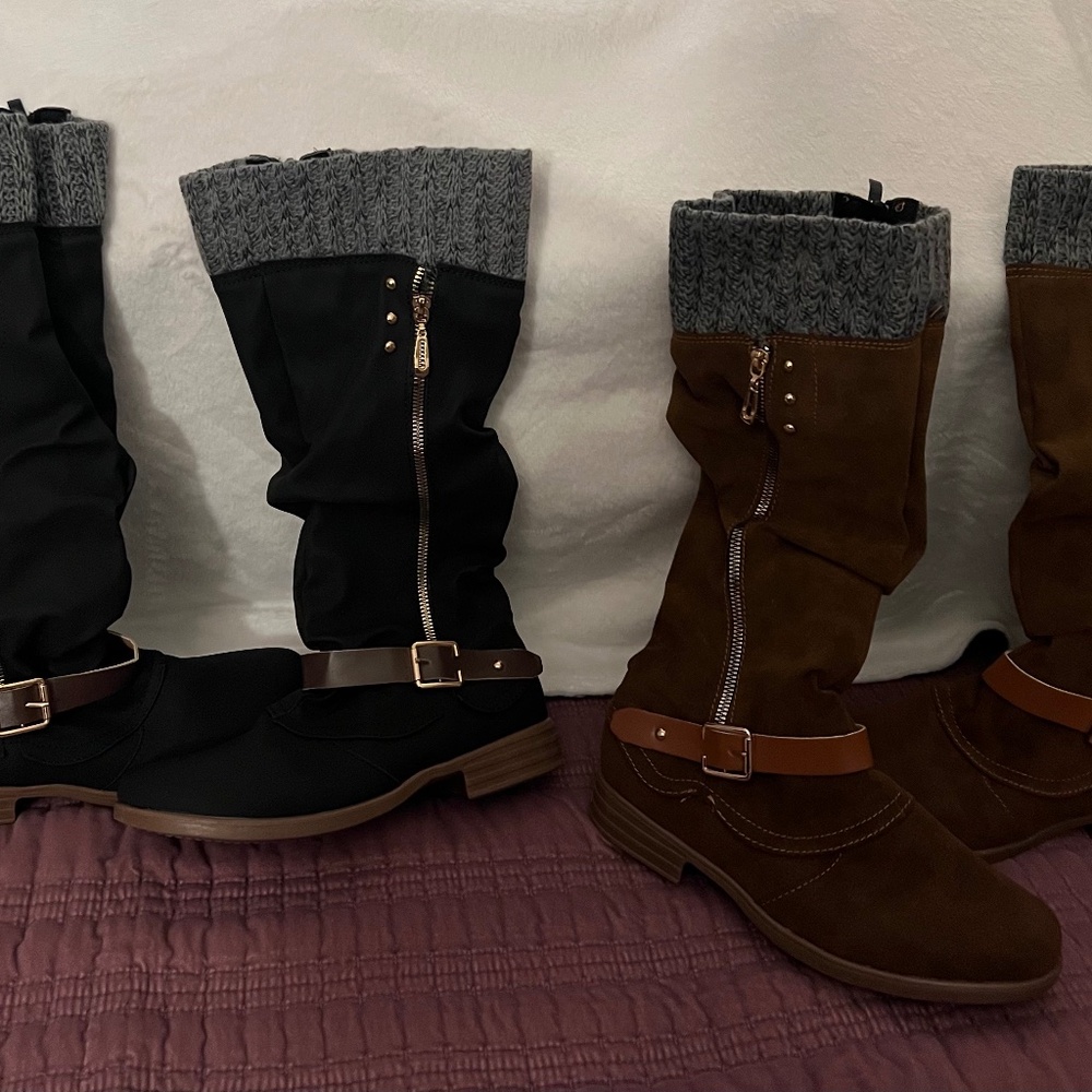Mid Calf Pull On Winter Boots both for $27.00